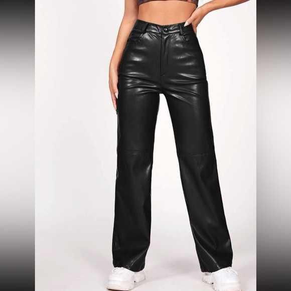 Faux Leather Straight Leg Pants - Picture 1 of 3